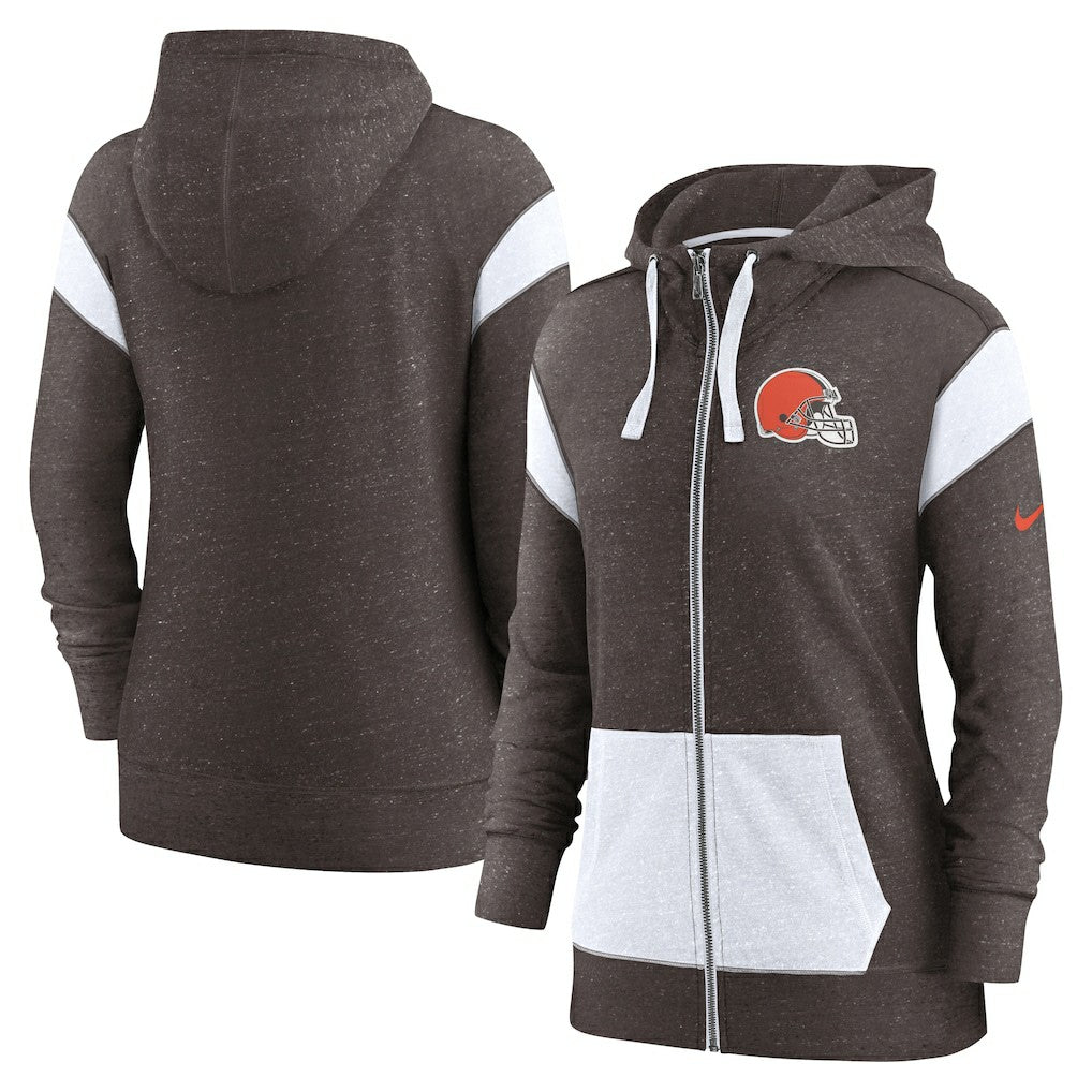 Cleveland Browns Women's Monaco Lightweight Full-Zip Hoodie Brown/White - Nike
