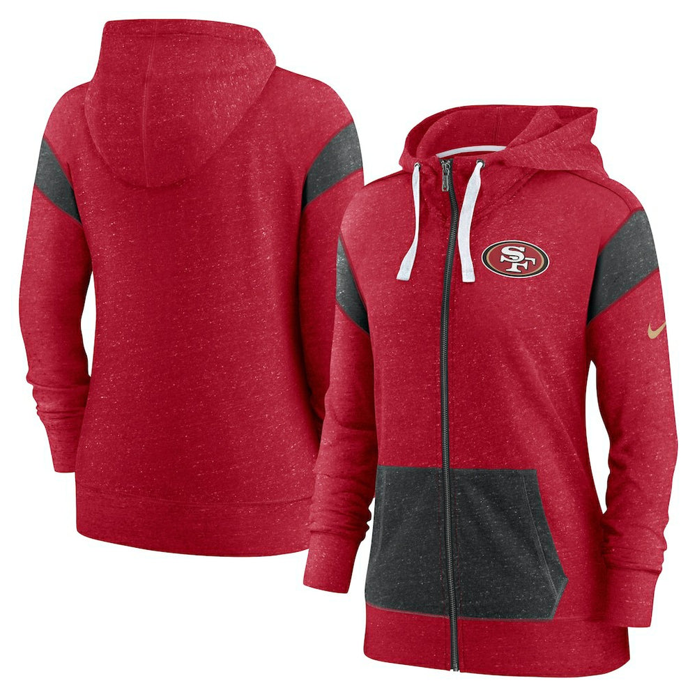 San Francisco 49ers Women's Monaco Lightweight Full-Zip Hoodie Scarlet/Heather Black - Nike