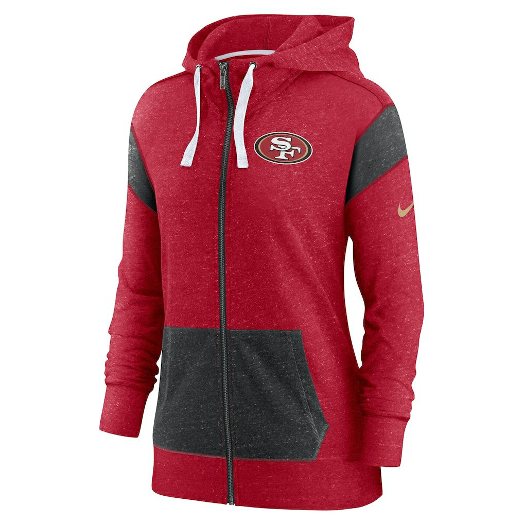 San Francisco 49ers Women's Monaco Lightweight Full-Zip Hoodie Scarlet/Heather Black - Nike