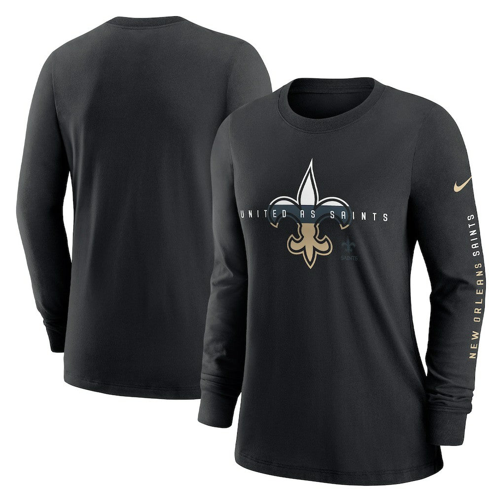 New Orleans Saints Women's Prime Split Long Sleeve T-Shirt Black - Nike