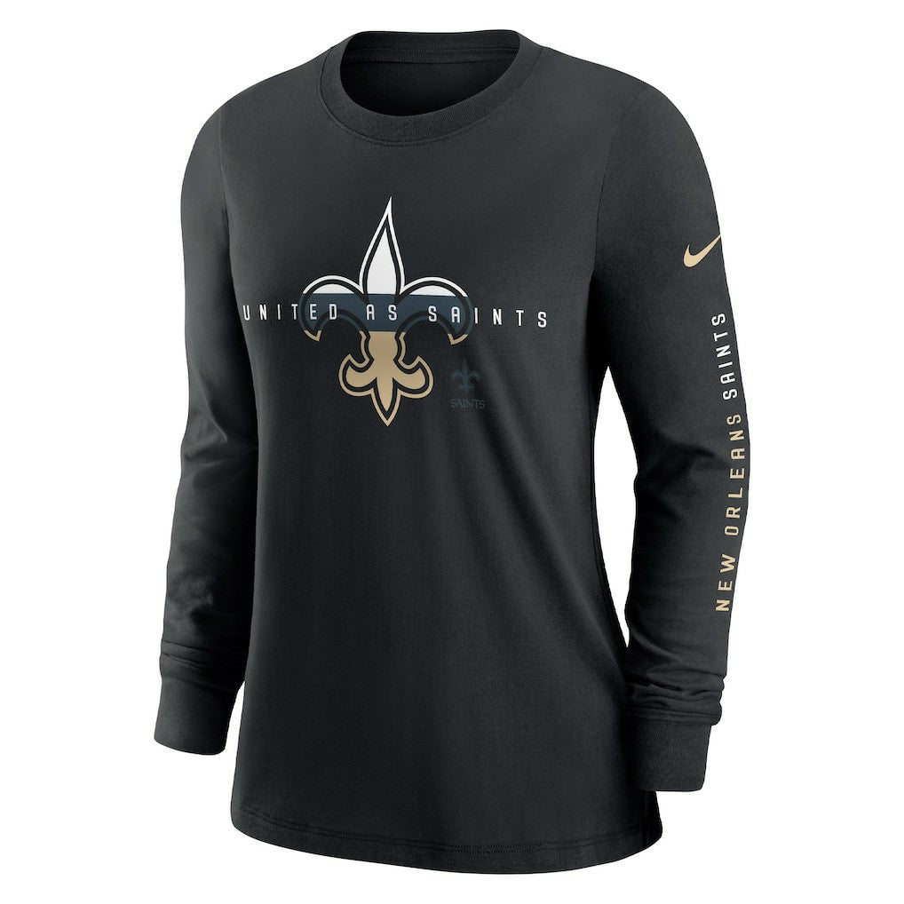 New Orleans Saints Women's Prime Split Long Sleeve T-Shirt Black - Nike