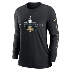 New Orleans Saints Women's Prime Split Long Sleeve T-Shirt Black - Nike