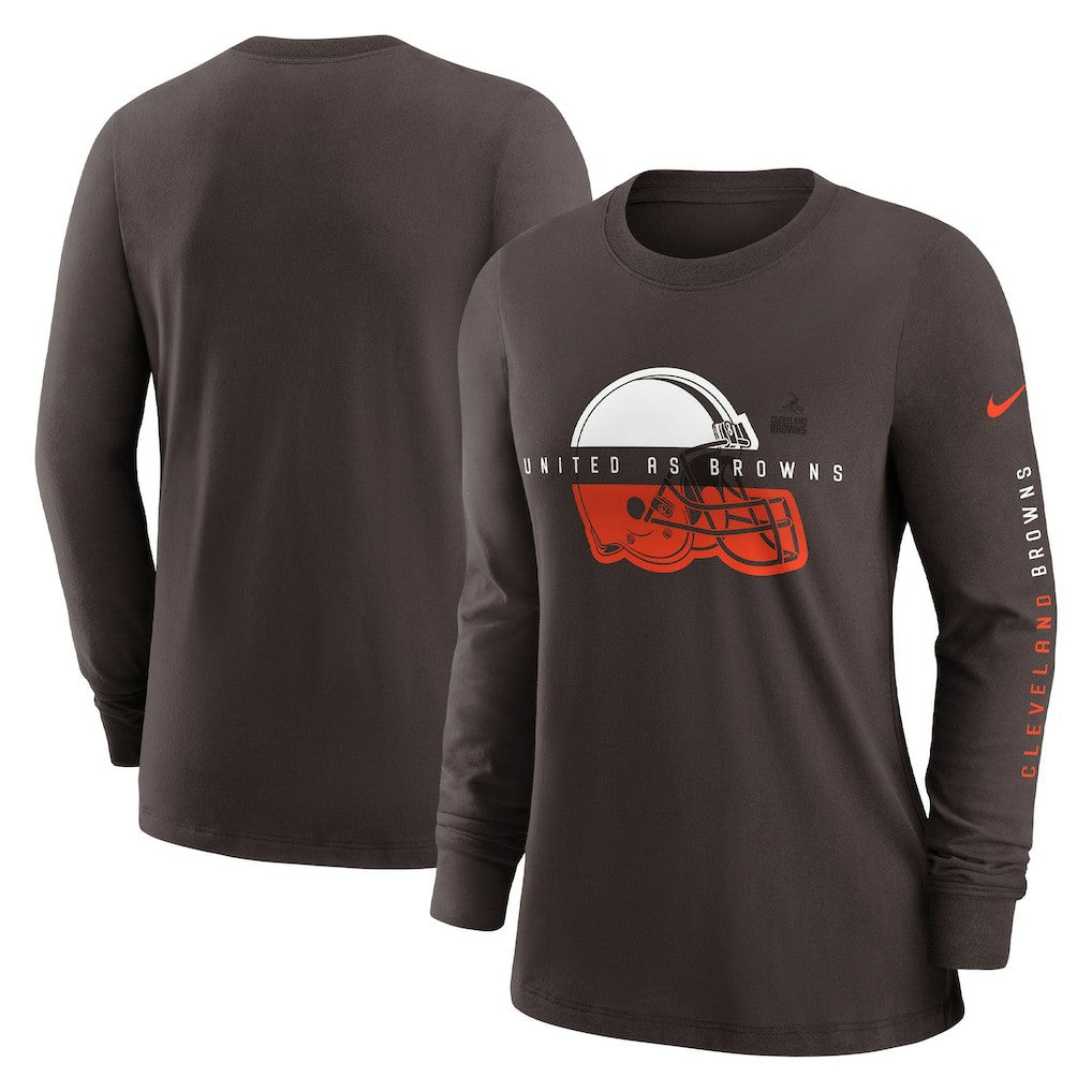 Cleveland Browns Women's Prime Split Long Sleeve T-Shirt Brown - Nike