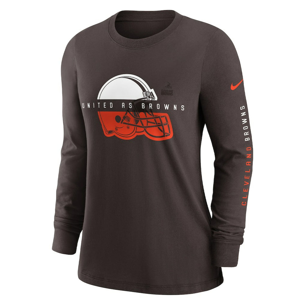 Cleveland Browns Women's Prime Split Long Sleeve T-Shirt Brown - Nike