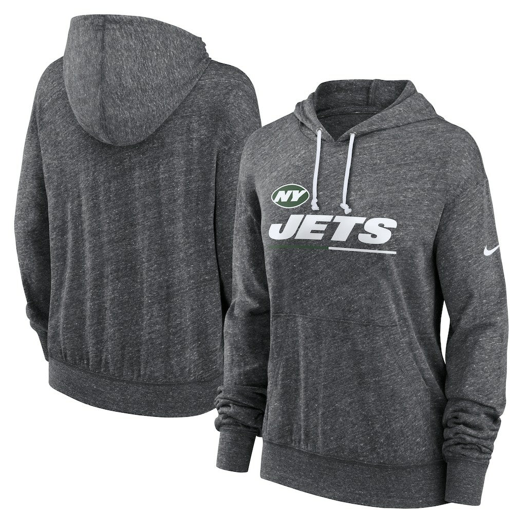 New York Jets Women's Team Spirit Gym Vintage Lightweight Hoodie Top Heather Charcoal - Nike