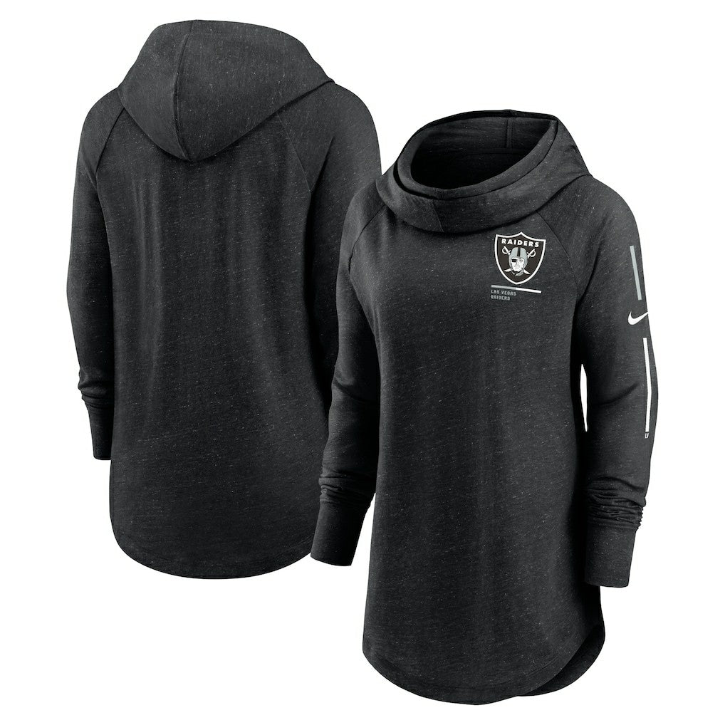 Las Vegas Raiders Women's Minimal Statement Lightweight Raglan Funnel Neck Pullover Hoodie Black - Nike