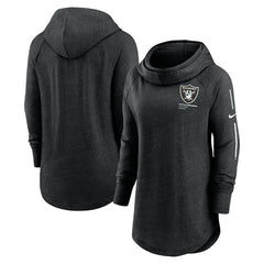 Las Vegas Raiders Women's Minimal Statement Lightweight Raglan Funnel Neck Pullover Hoodie Black - Nike