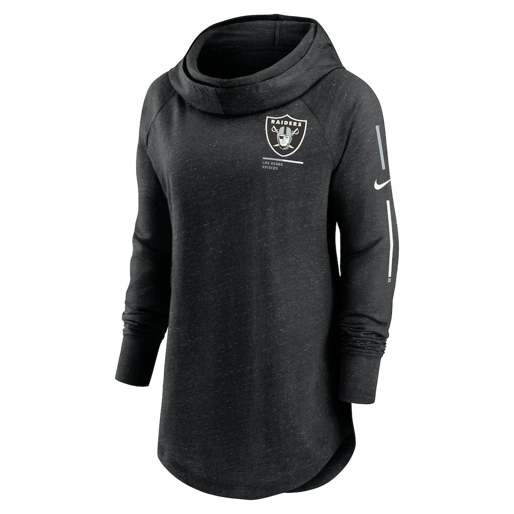 Las Vegas Raiders Women's Minimal Statement Lightweight Raglan Funnel Neck Pullover Hoodie Black - Nike