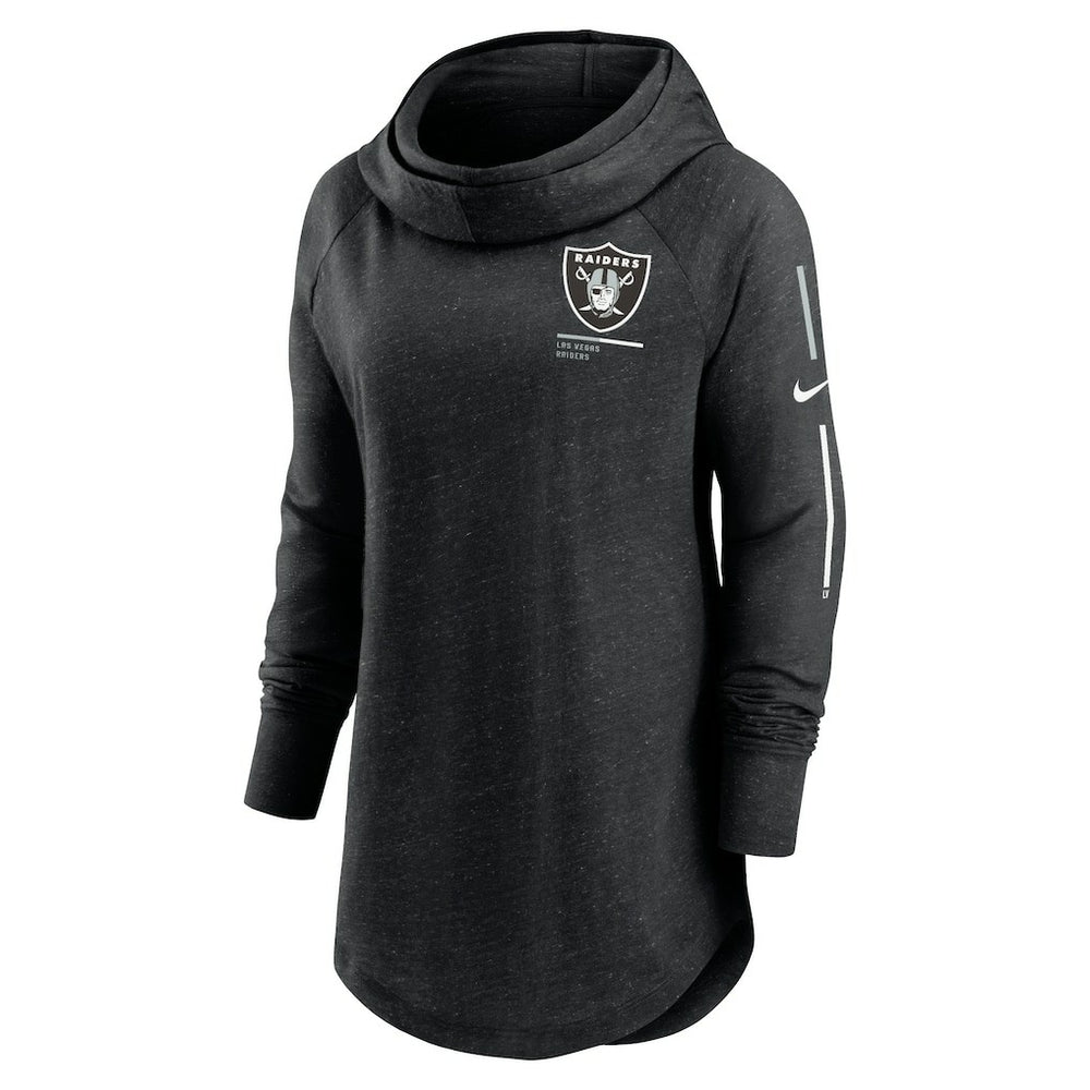 Las Vegas Raiders Women's Minimal Statement Lightweight Raglan Funnel Neck Pullover Hoodie Black - Nike