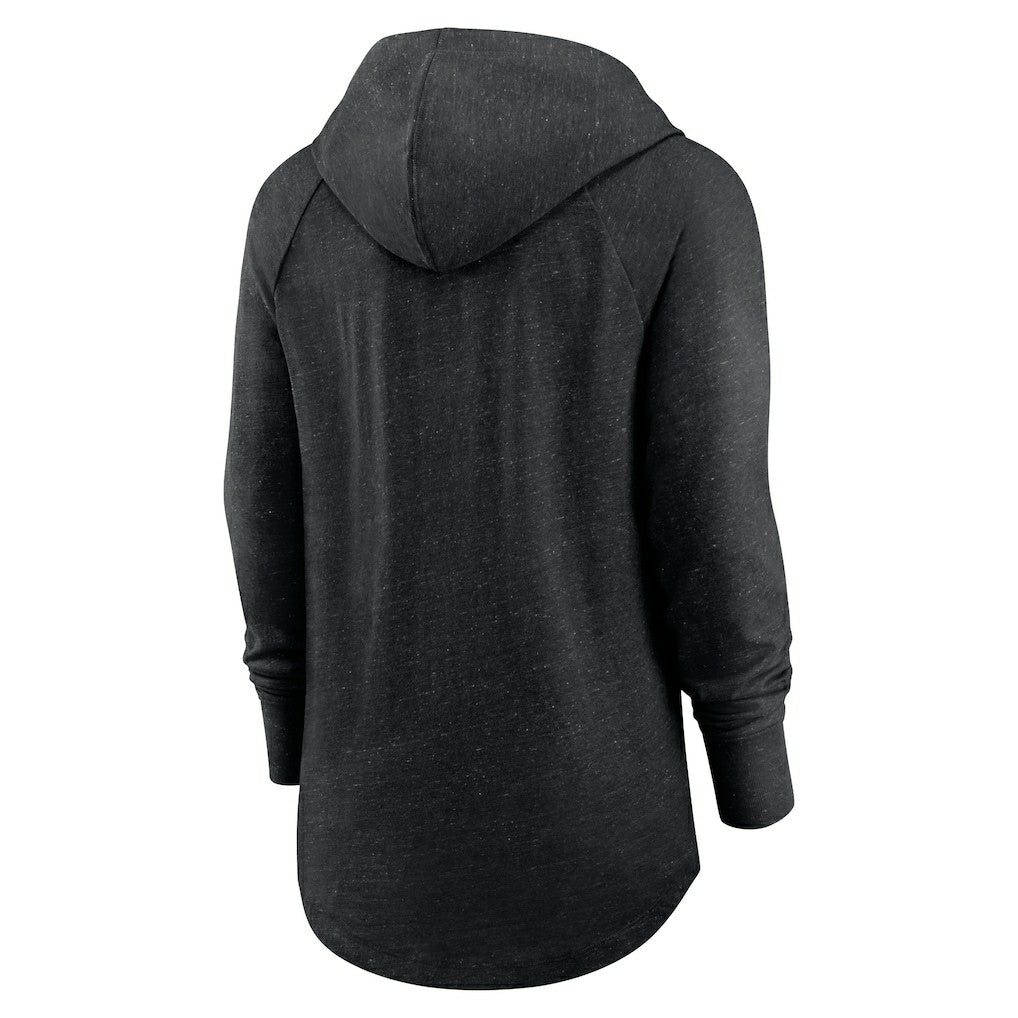 Las Vegas Raiders Women's Minimal Statement Lightweight Raglan Funnel Neck Pullover Hoodie Black - Nike