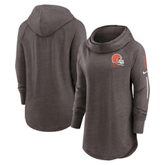 Cleveland Browns Women's Minimal Statement Lightweight Raglan Funnel Neck Pullover Hoodie Brown - Nike
