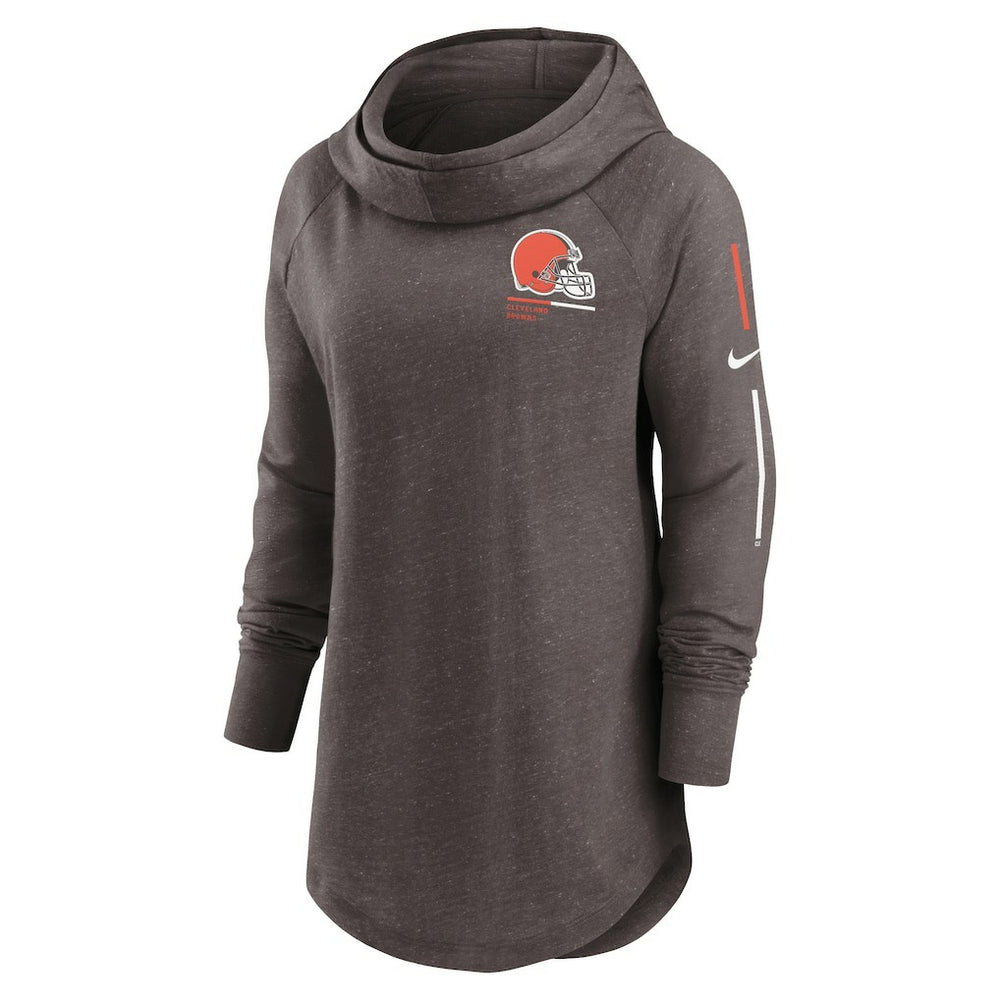Cleveland Browns Women's Minimal Statement Lightweight Raglan Funnel Neck Pullover Hoodie Brown - Nike