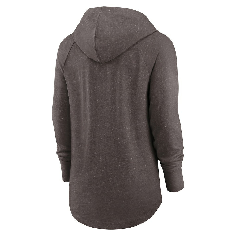 Cleveland Browns Women's Minimal Statement Lightweight Raglan Funnel Neck Pullover Hoodie Brown - Nike