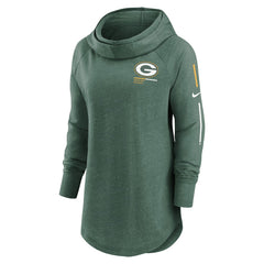 Green Bay Packers Women's Minimal Statement Lightweight Raglan Funnel Neck Pullover Hoodie Heather Green - Nike