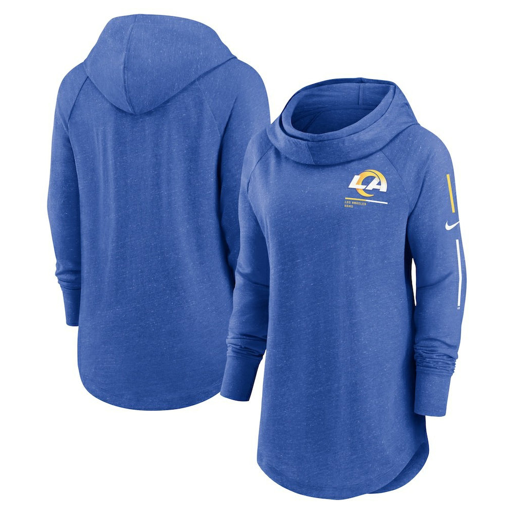 Los Angeles Rams Women's Minimal Statement Lightweight Raglan Funnel Neck Pullover Hoodie Royal - Nike