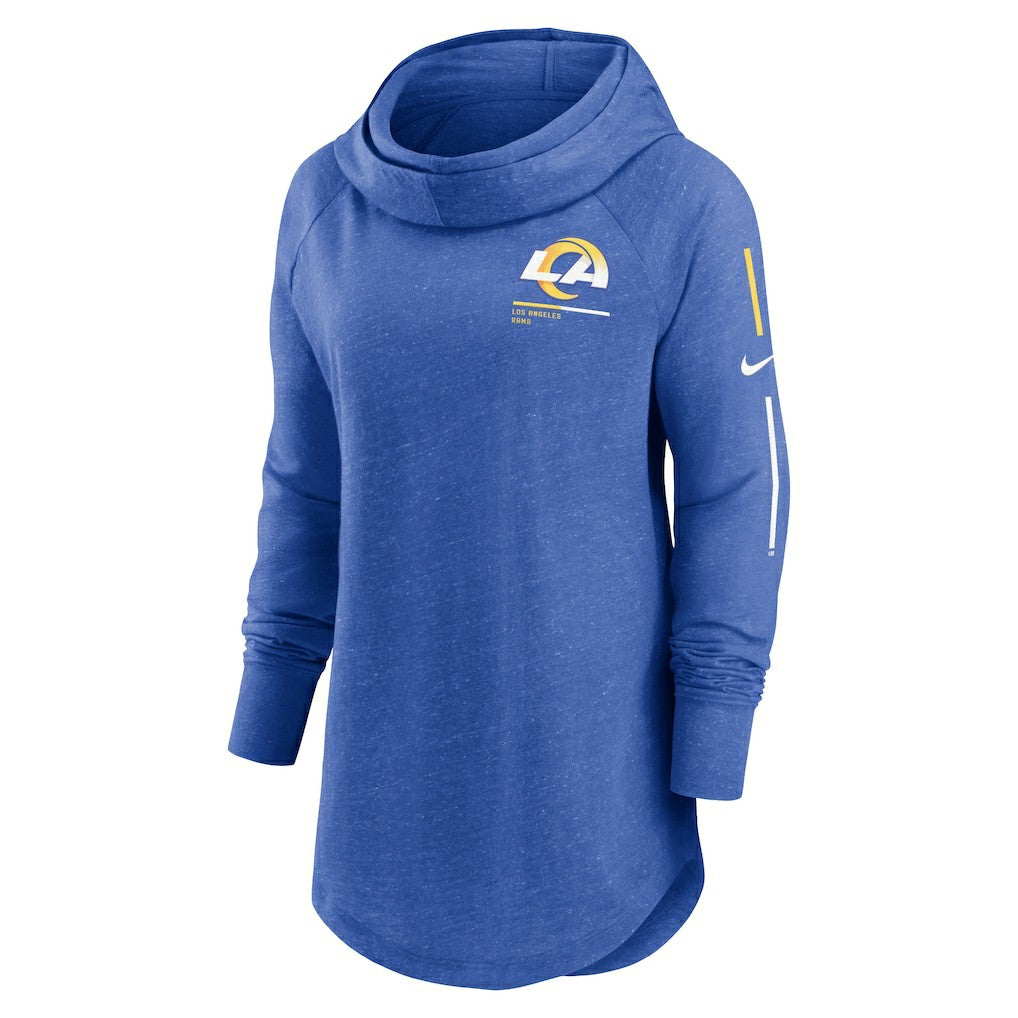 Los Angeles Rams Women's Minimal Statement Lightweight Raglan Funnel Neck Pullover Hoodie Royal - Nike