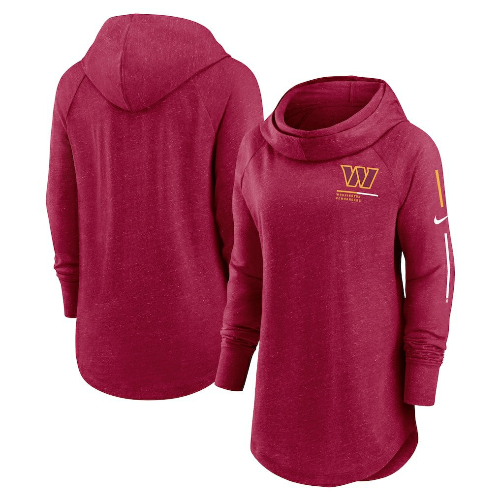Washington Commanders Women's Minimal Statement Lightweight Raglan Funnel Neck Pullover Hoodie Burgundy - Nike