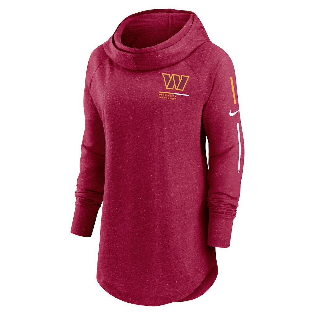 Washington Commanders Women's Minimal Statement Lightweight Raglan Funnel Neck Pullover Hoodie Burgundy - Nike