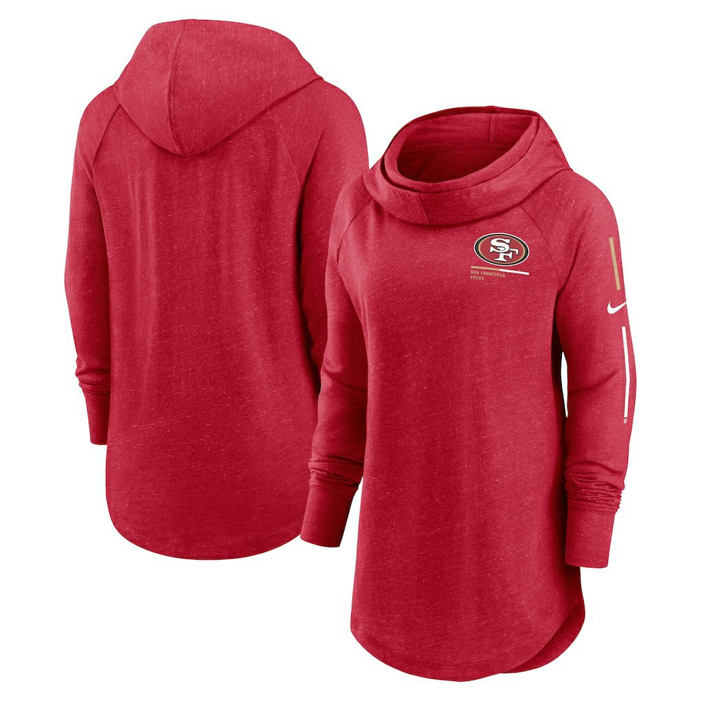 San Francisco 49ers Women's Minimal Statement Lightweight Raglan Funnel Neck Pullover Hoodie Scarlet - Nike