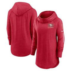 San Francisco 49ers Women's Minimal Statement Lightweight Raglan Funnel Neck Pullover Hoodie Scarlet - Nike
