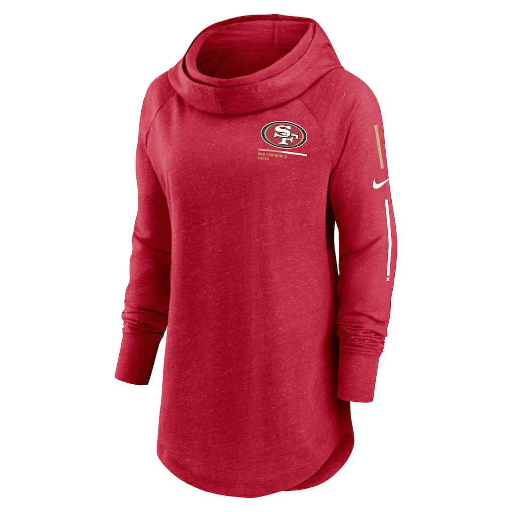 San Francisco 49ers Women's Minimal Statement Lightweight Raglan Funnel Neck Pullover Hoodie Scarlet - Nike