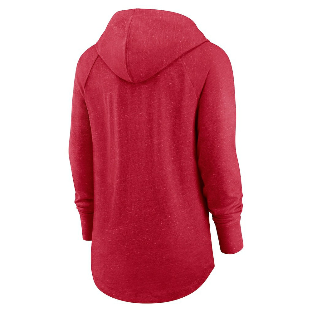 San Francisco 49ers Women's Minimal Statement Lightweight Raglan Funnel Neck Pullover Hoodie Scarlet - Nike