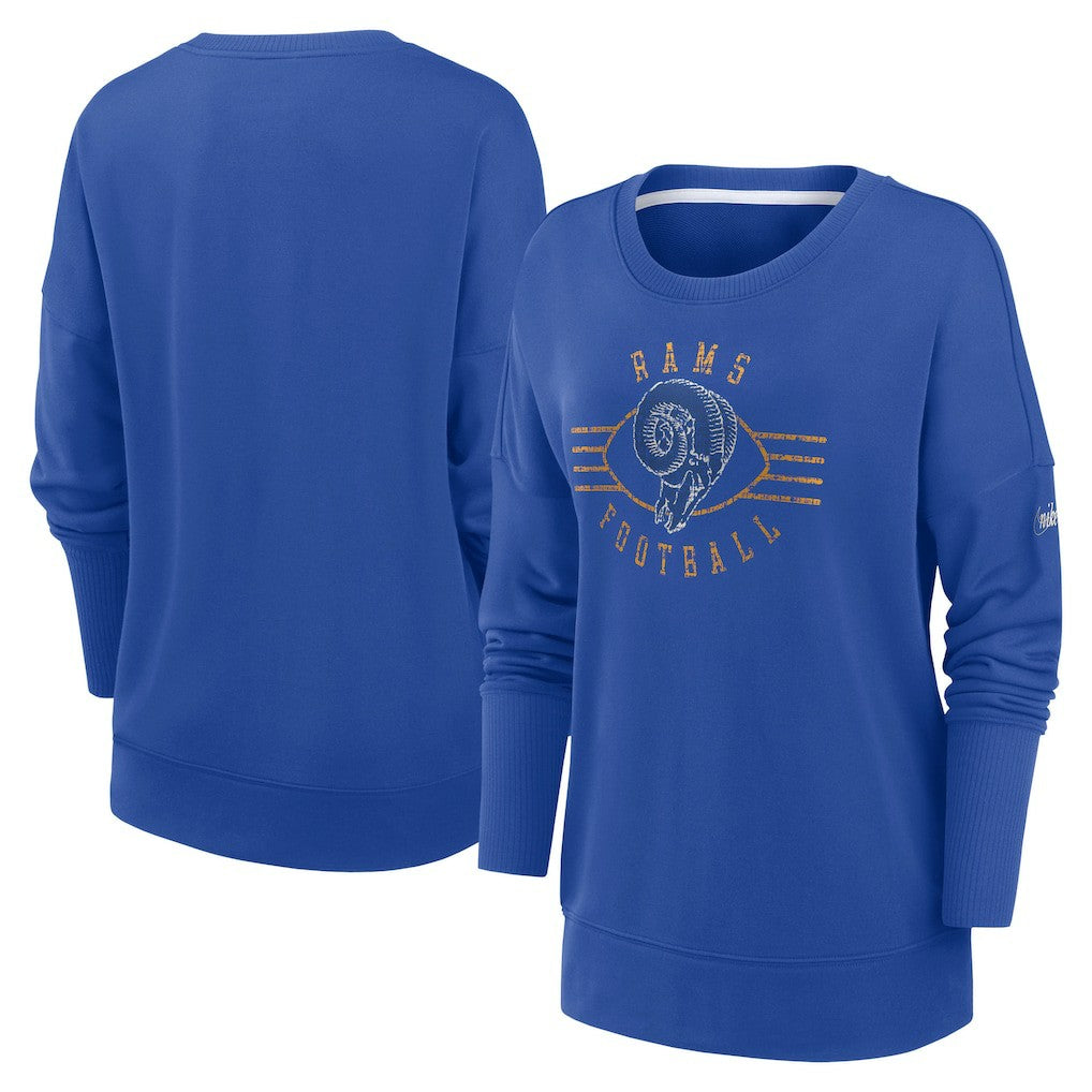 Los Angeles Rams Women's Rewind Playback Icon Performance Pullover Sweatshirt Royal - Nike