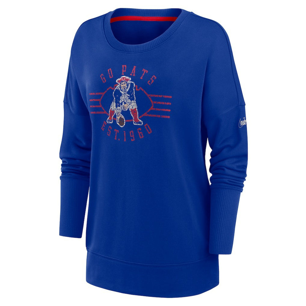 New England Patriots Women's Rewind Playback Icon Performance Pullover Sweatshirt Royal - Nike