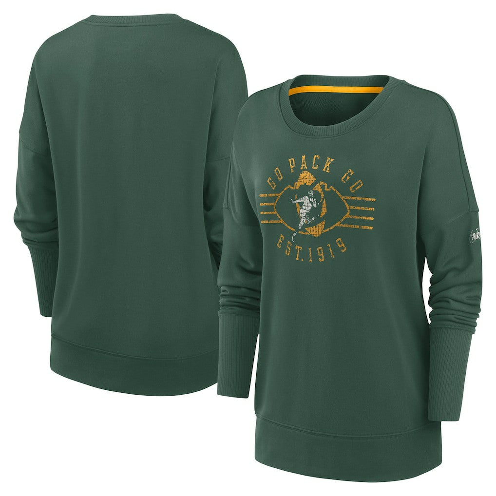 Green Bay Packers Women's Rewind Playback Icon Performance Pullover Sweatshirt Green - Nike