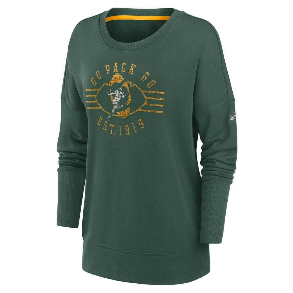 Green Bay Packers Women's Rewind Playback Icon Performance Pullover Sweatshirt Green - Nike