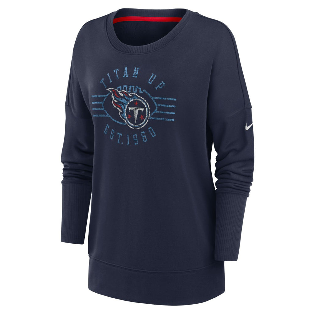 Tennessee Titans Women's Rewind Playback Icon Performance Pullover Sweatshirt Navy - Nike