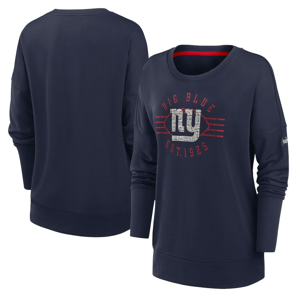 New York Giants Women's Rewind Playback Icon Performance Pullover Sweatshirt Navy - Nike