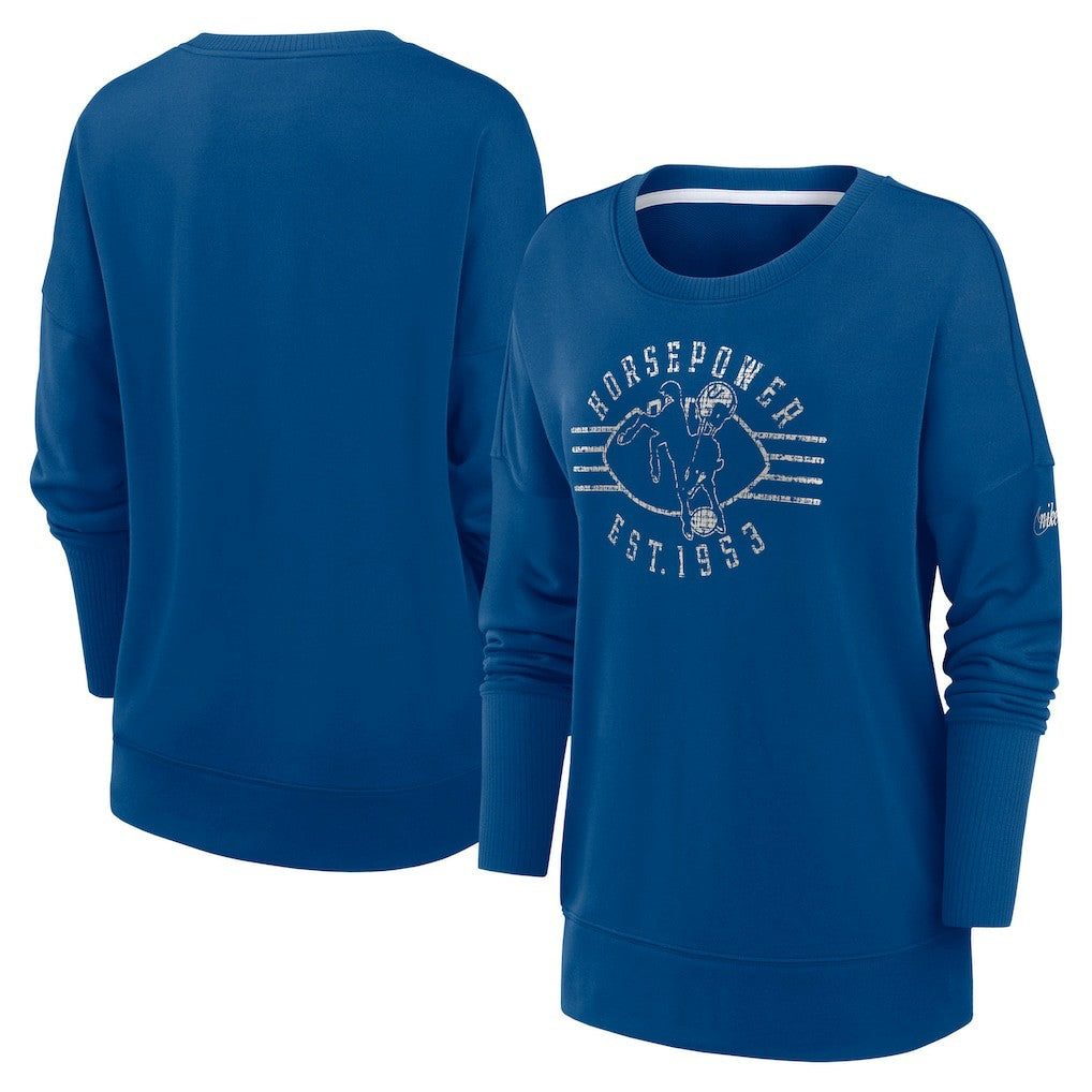 Indianapolis Colts Women's Rewind Playback Icon Performance Pullover Sweatshirt Royal - Nike