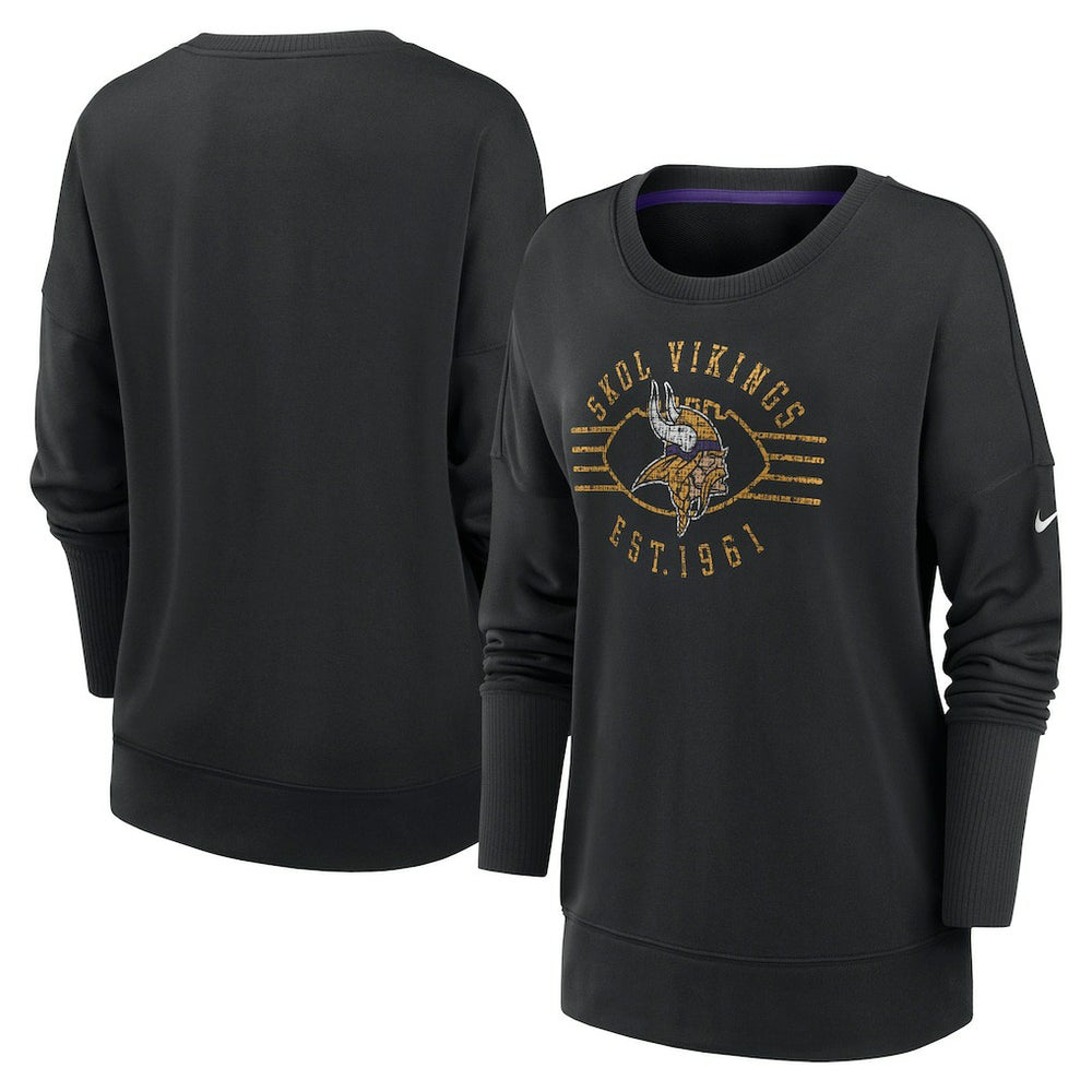 Minnesota Vikings Women's Rewind Playback Icon Performance Pullover Sweatshirt Black - Nike