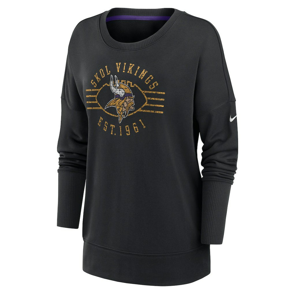 Minnesota Vikings Women's Rewind Playback Icon Performance Pullover Sweatshirt Black - Nike
