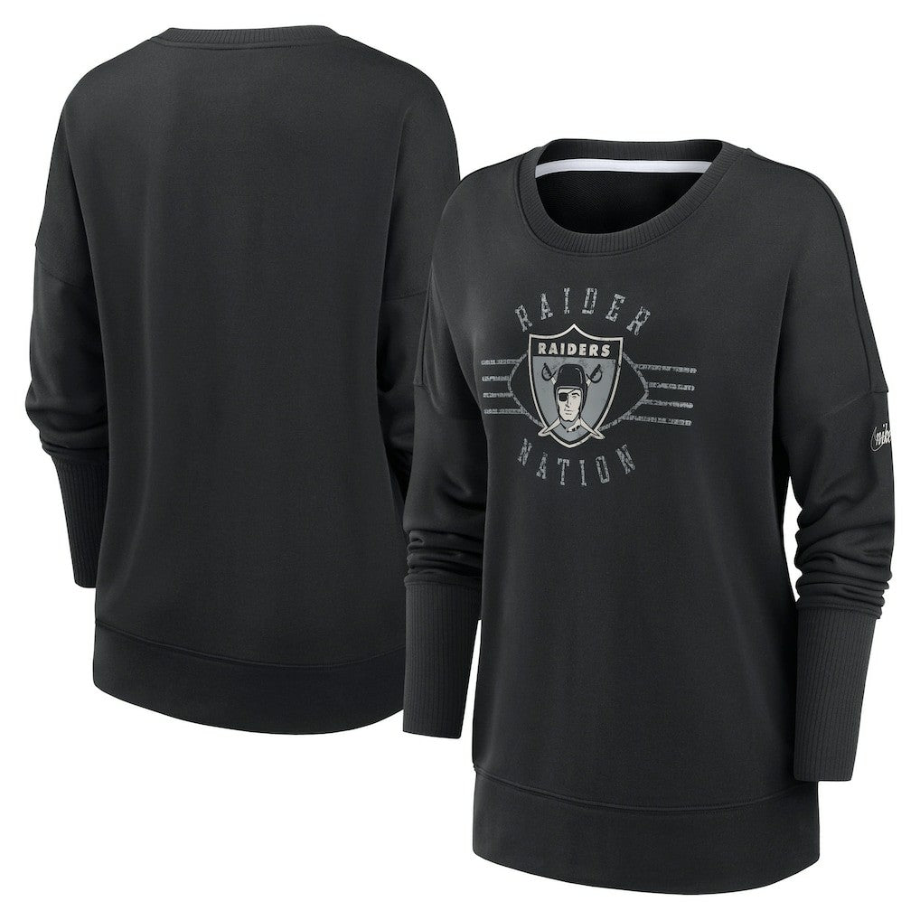 Las Vegas Raiders Women's Rewind Playback Icon Performance Pullover Sweatshirt Black - Nike