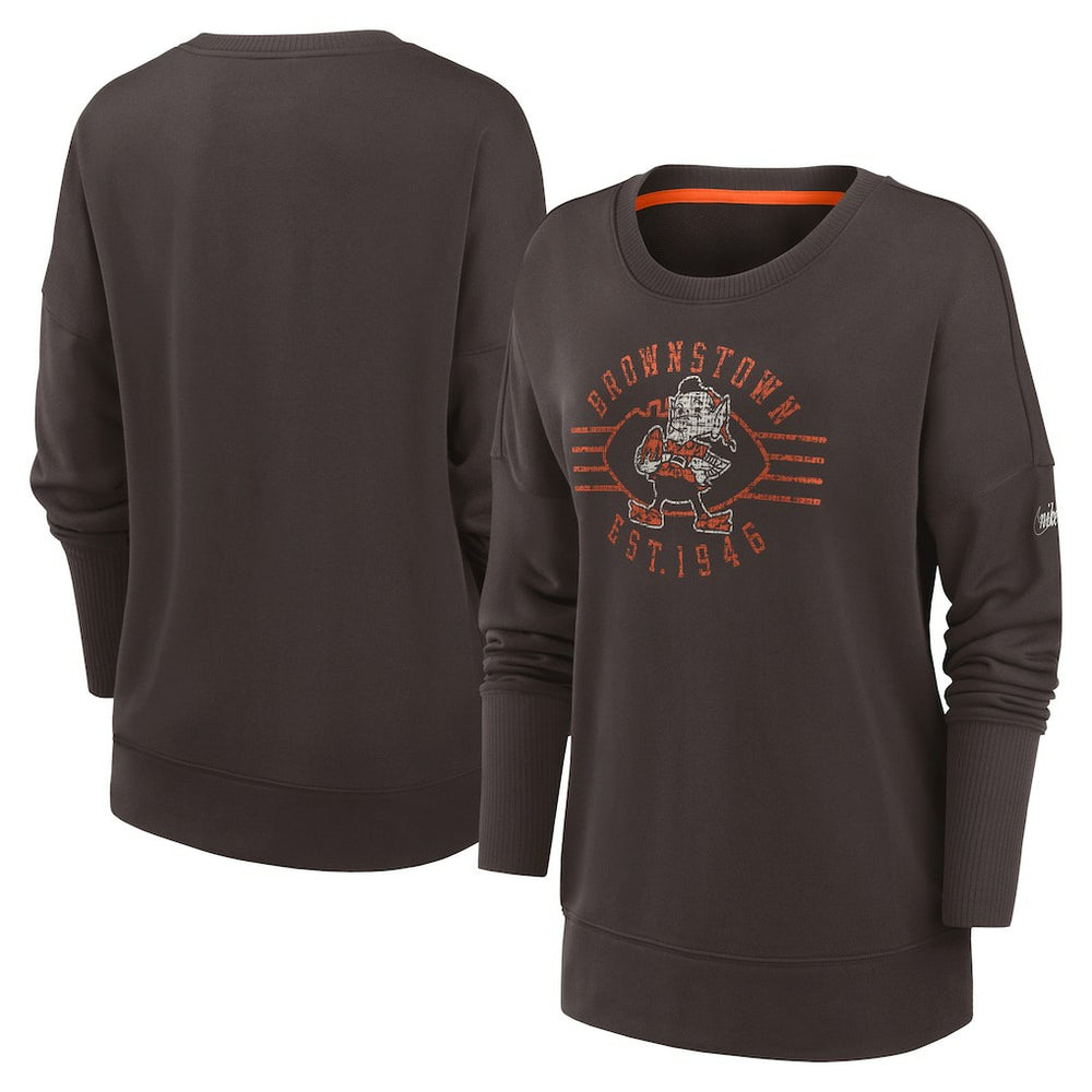 Cleveland Browns Women's Rewind Playback Icon Performance Pullover Sweatshirt Brown - Nike