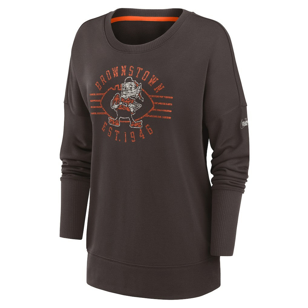 Cleveland Browns Women's Rewind Playback Icon Performance Pullover Sweatshirt Brown - Nike