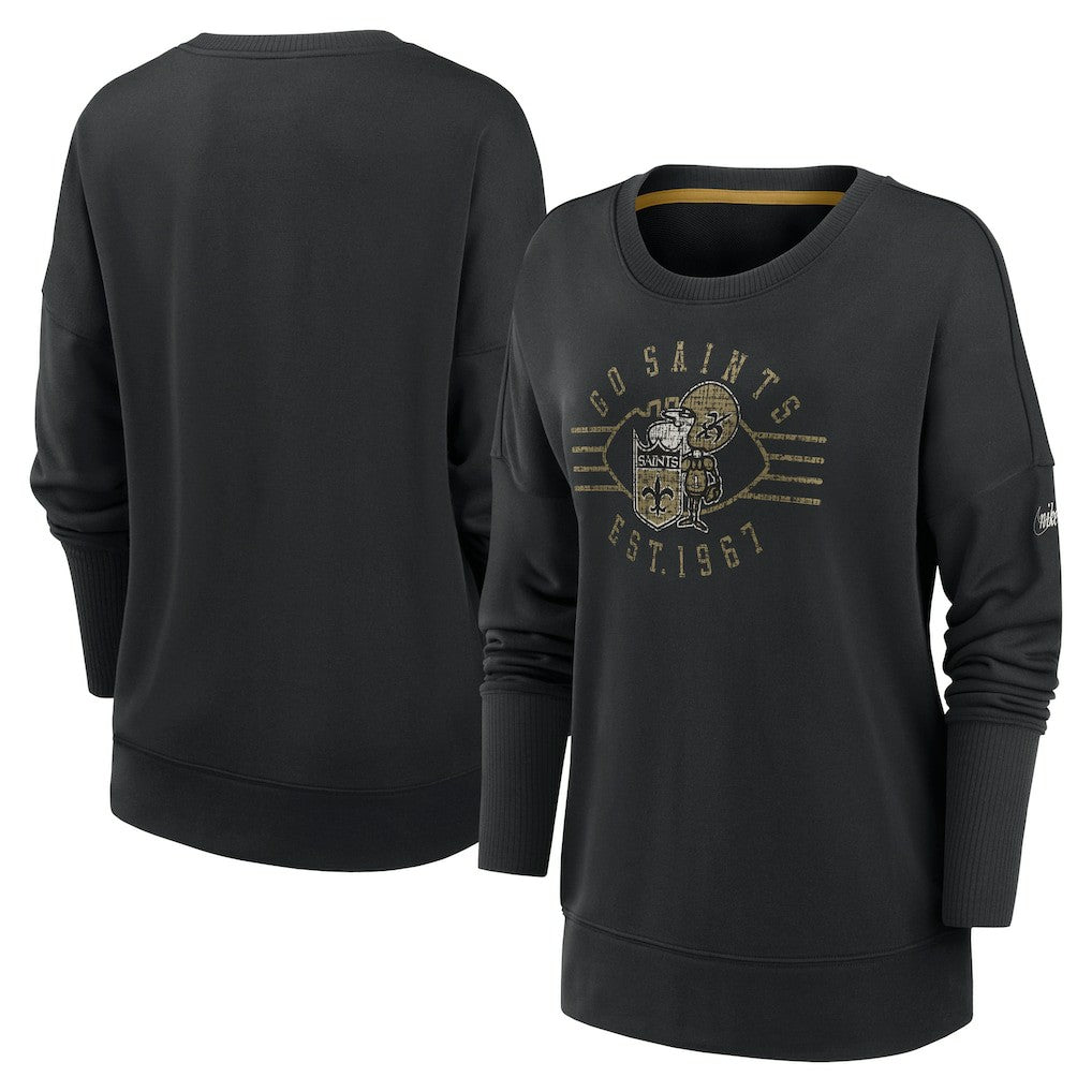 New Orleans Saints Women's Rewind Playback Icon Performance Pullover Sweatshirt Black - Nike
