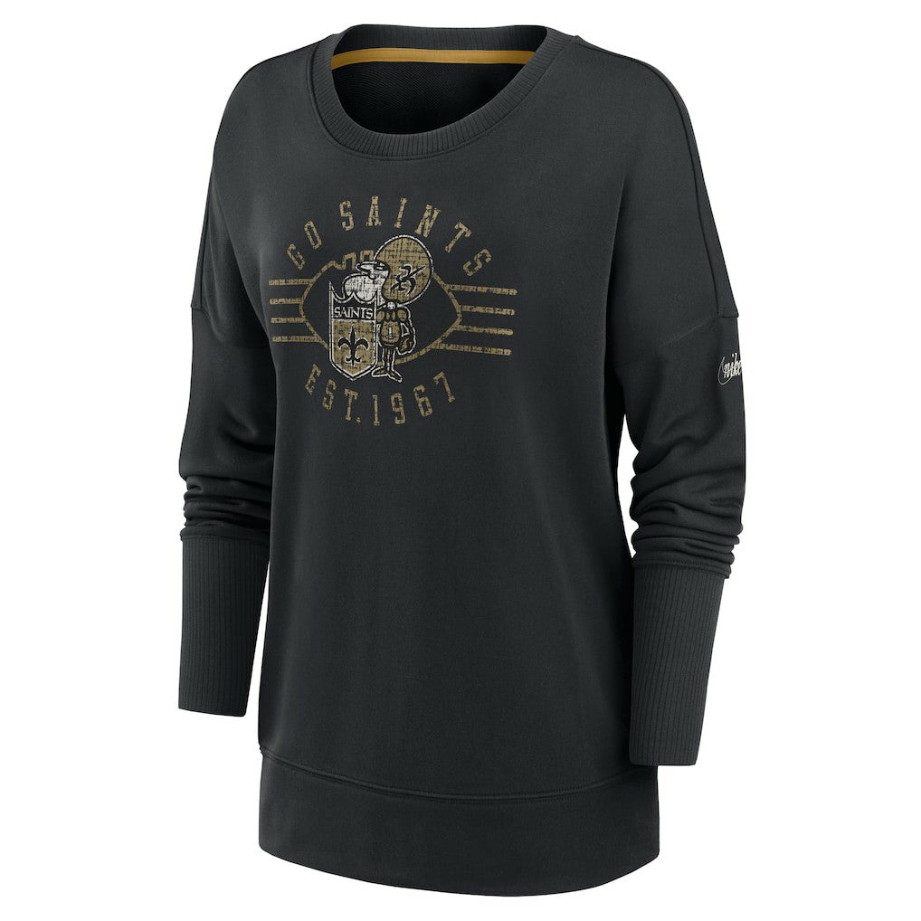 New Orleans Saints Women's Rewind Playback Icon Performance Pullover Sweatshirt Black - Nike