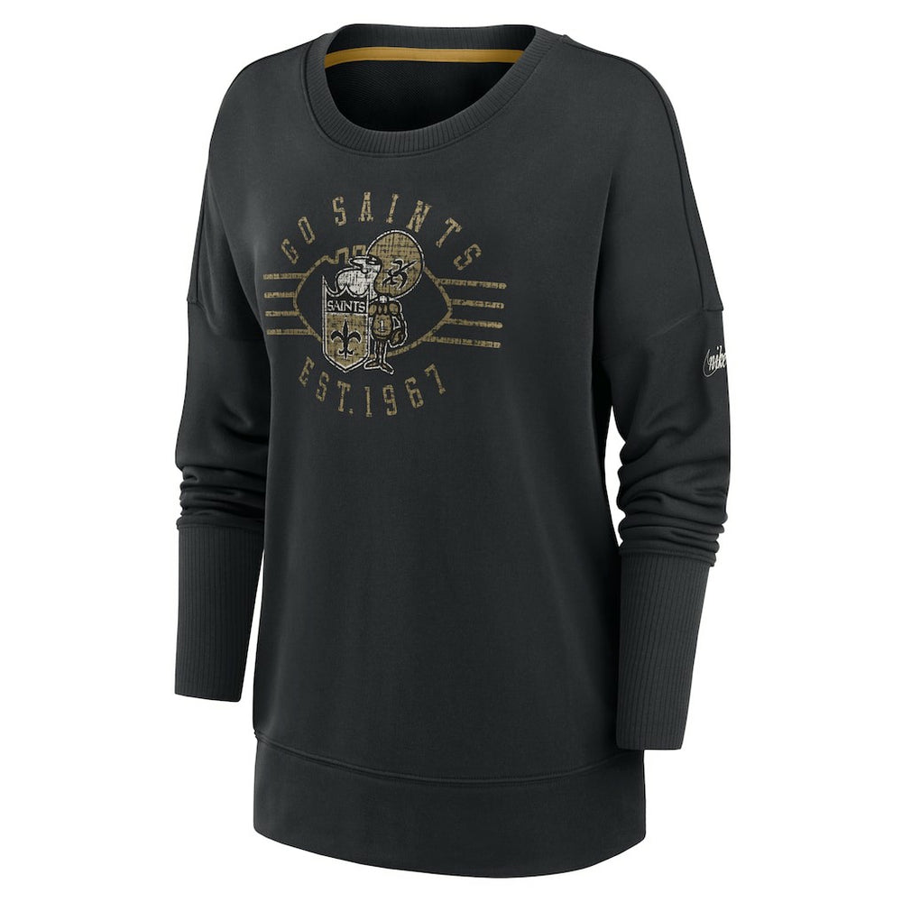 New Orleans Saints Women's Rewind Playback Icon Performance Pullover Sweatshirt Black - Nike