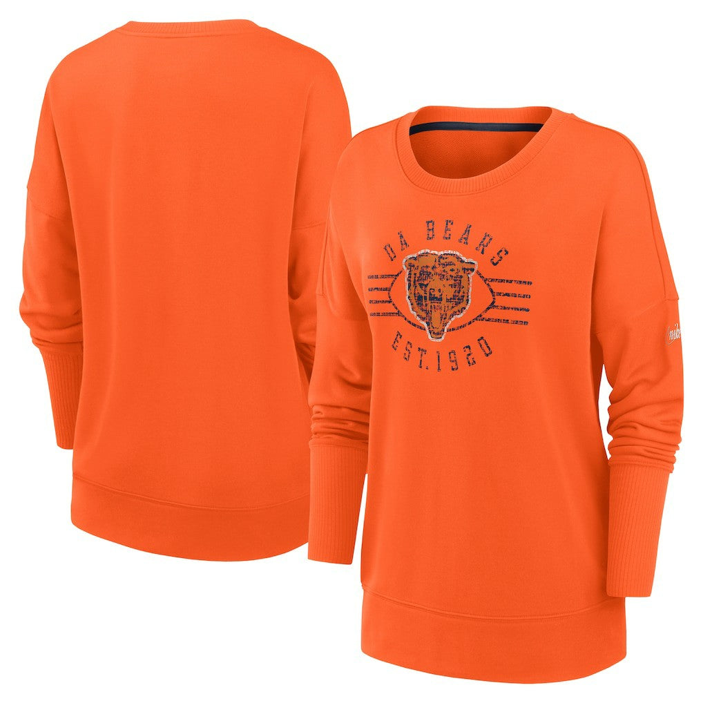 Chicago Bears Women's Rewind Playback Icon Performance Pullover Sweatshirt Orange - Nike