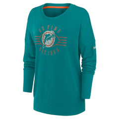 Miami Dolphins Women's Rewind Playback Icon Performance Pullover Sweatshirt Aqua - Nike