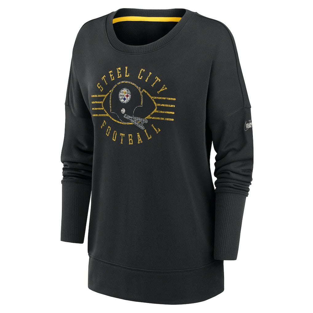 Pittsburgh Steelers Women's Rewind Playback Icon Performance Pullover Sweatshirt Black - Nike