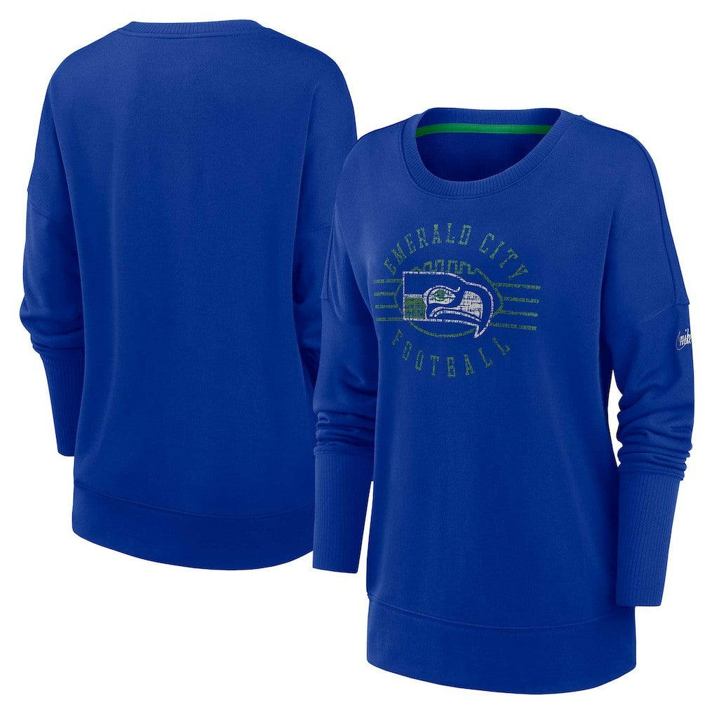 Seattle Seahawks Women's Rewind Playback Icon Performance Pullover Sweatshirt Royal - Nike