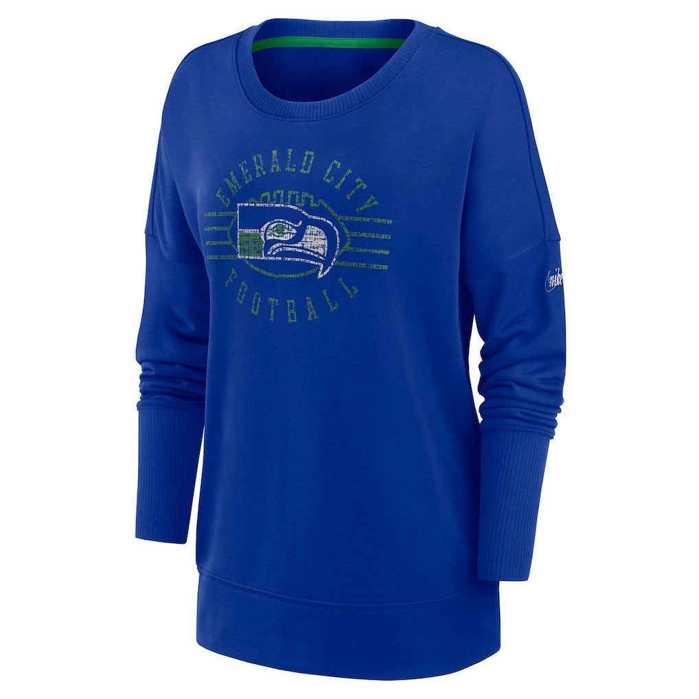 Seattle Seahawks Women's Rewind Playback Icon Performance Pullover Sweatshirt Royal - Nike