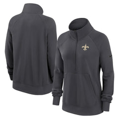 New Orleans Saints Women's Premium Raglan Performance Half-Zip Sweatshirt Charcoal - Nike