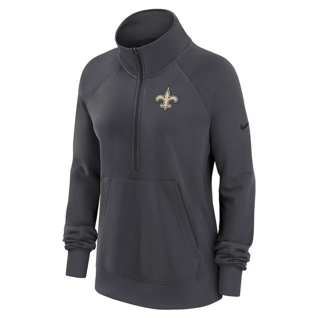 New Orleans Saints Women's Premium Raglan Performance Half-Zip Sweatshirt Charcoal - Nike