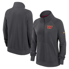 Washington Commanders Women's Premium Raglan Performance Half-Zip Sweatshirt Charcoal - Nike