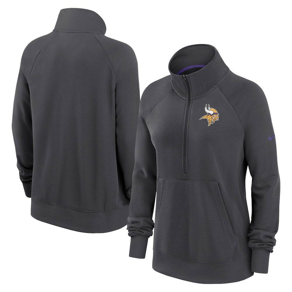 Minnesota Vikings Women's Premium Raglan Performance Half-Zip Sweatshirt Charcoal - Nike